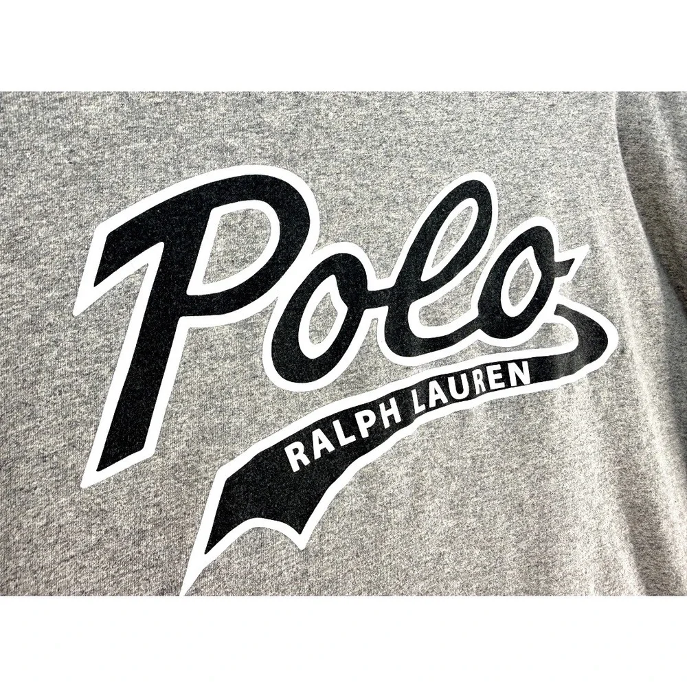 Polo Ralph Lauren Mens Heather Gray Spellout Logo Long Sleeve Varsity XL Preppy